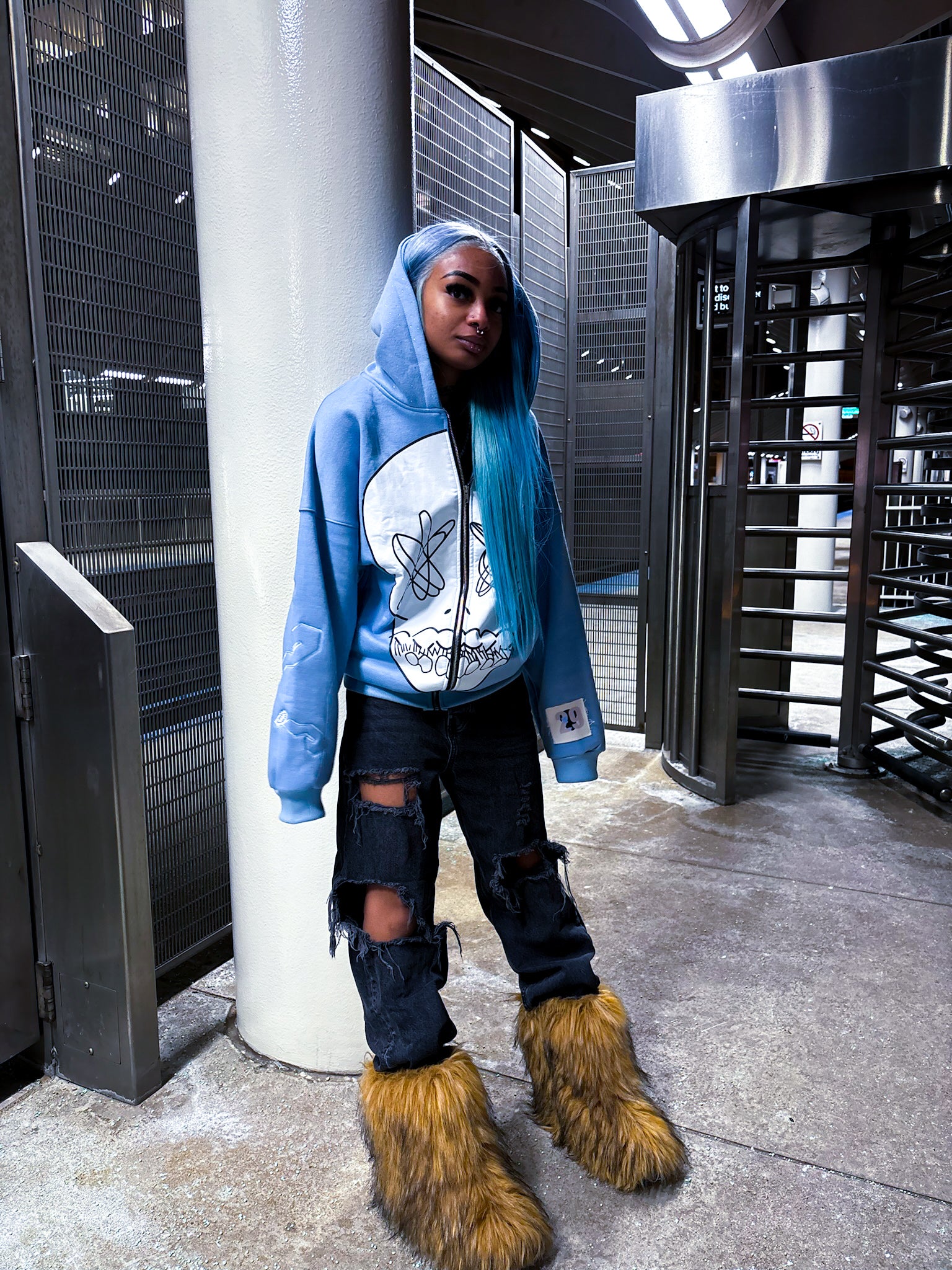 Sky blue skully
